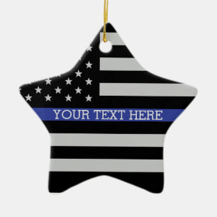 Thin Blue Line - American Flag Personalisiert Cust Keramikornament
