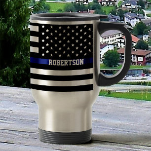 Thin Blue Line - American Flag Personalisiert Cust Reisebecher