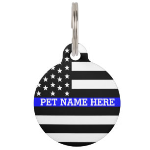 Thin Blue Line - American Flag Personalisiert Cust Tiermarke