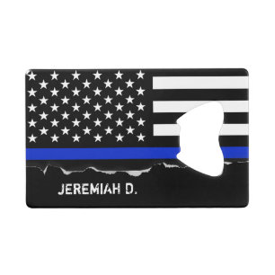 Thin Blue Line American Flag Personalisiert Geldkarten Flaschenöffner