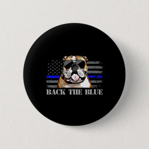 Thin Blue Line American Flag Police Dog Button