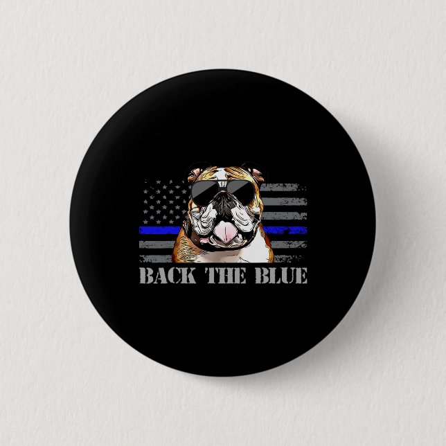 Thin Blue Line American Flag Police Dog Button (Vorderseite)