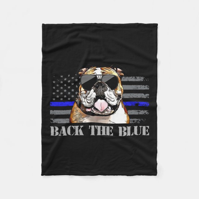 Thin Blue Line American Flag Police Dog Fleecedecke (Vorderseite)