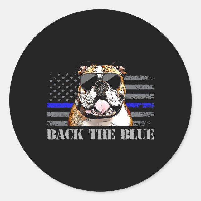 Thin Blue Line American Flag Police Dog Runder Aufkleber (Vorderseite)