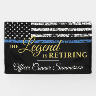 Thin Blue Line American Flag Police Retirement Banner