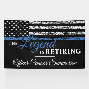 Thin Blue Line American Flag Police Retirement Banner