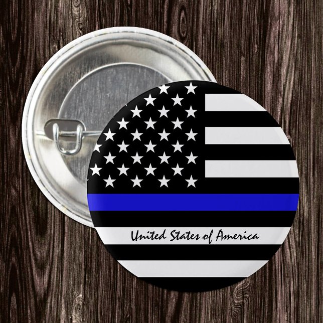 Thin Blue Line & American Flag Police / US-Büro Button (Von Creator hochgeladen)