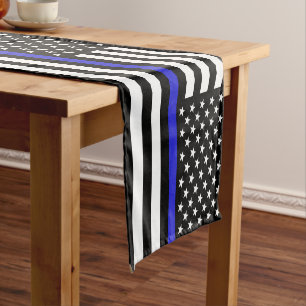 Thin Blue Line & American Flag Police / US-Büro Kurzer Tischläufer