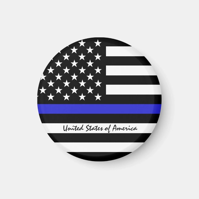 Thin Blue Line & American Flag Police / US-Büro Magnet (Vorne)