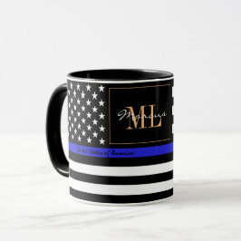 Thin Blue Line & American Flag Police / US-Büro Tasse