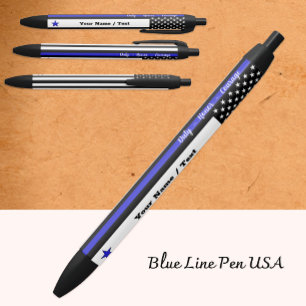 Thin Blue Line, American Flag, Polizei Personalisi Kugelschreiber