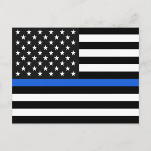 Thin Blue Line American Flag Postkarte