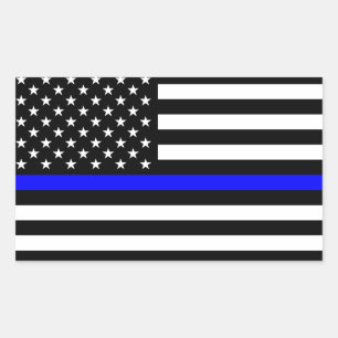 Thin Blue Line American Flag Rechteckiger Aufkleber