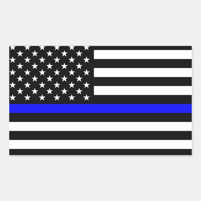 Thin Blue Line American Flag Rechteckiger Aufkleber (Vorderseite)
