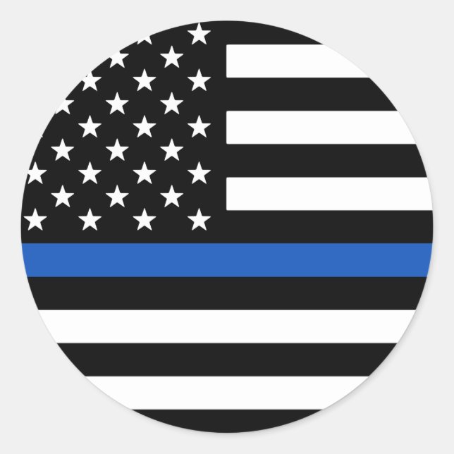 Thin Blue Line American Flag Runder Aufkleber (Vorderseite)