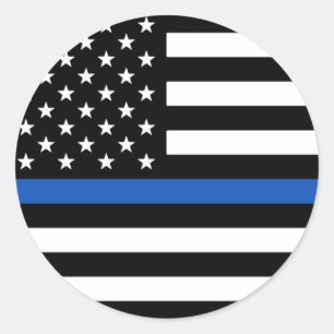 Thin Blue Line American Flag Runder Aufkleber