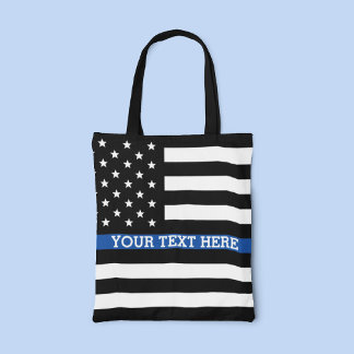 Thin Blue Line - American Flag Tote Bag