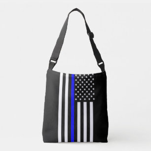 Thin Blue Line American Flag Tragetaschen Mit Langen Trägern