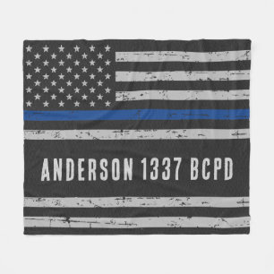 Thin Blue Line - American Flag USA - Police Mama Fleecedecke