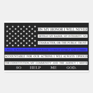 Thin Blue Line American Flag-Versprechen Rechteckiger Aufkleber