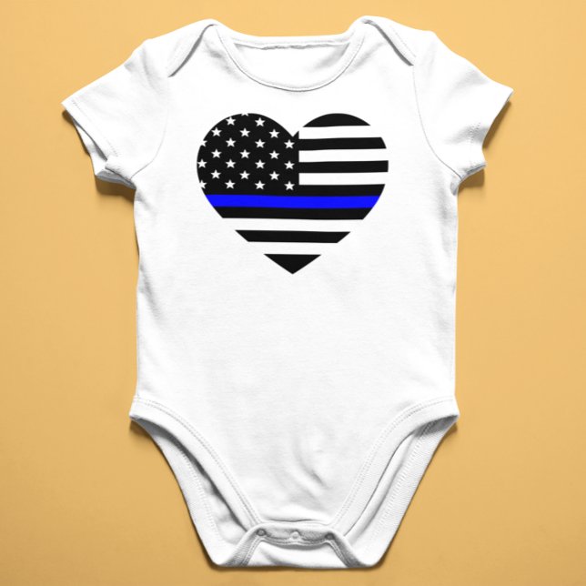 Thin Blue Line - Amerikanische Flagge Baby Strampler (Von Creator hochgeladen)