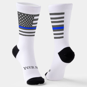 Thin Blue Line Amerikanische Flagge der Strafverfo Socken