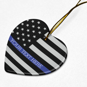Thin Blue Line - Amerikanische Flagge Keramikornament