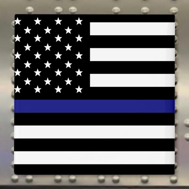 Thin Blue Line - Amerikanische Flagge Magnet (Von Creator hochgeladen)
