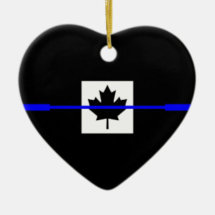 Thin Blue Line auf kanadischem Flaggendesign Keramik Ornament