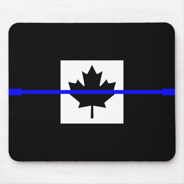 Thin Blue Line auf kanadischem Flaggendesign Mousepad (Vorne)