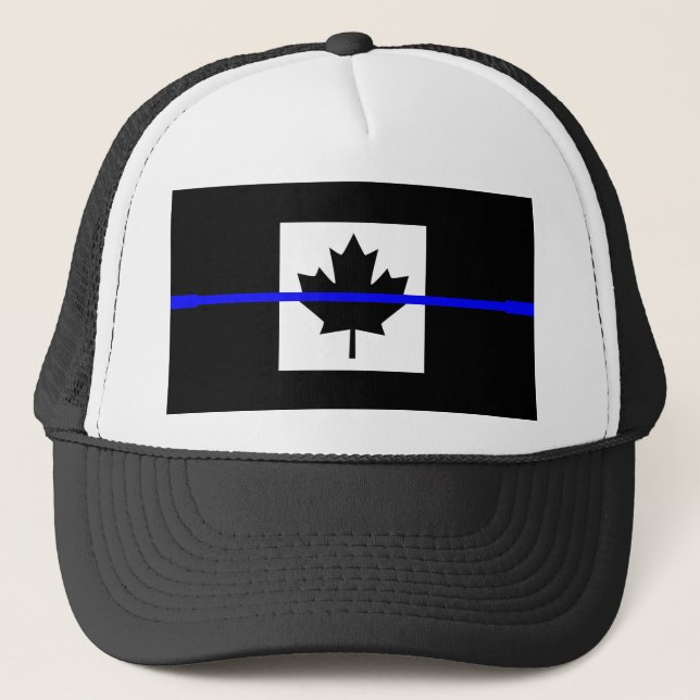 Thin Blue Line auf kanadischer Flagge Truckerkappe (Vorderseite)
