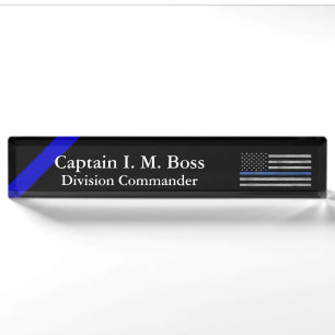 Thin Blue Line - beängstigende, irdische Flagge Namensplakette