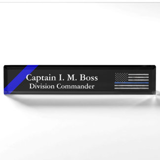 Thin Blue Line - beängstigende, irdische Flagge Namensplakette