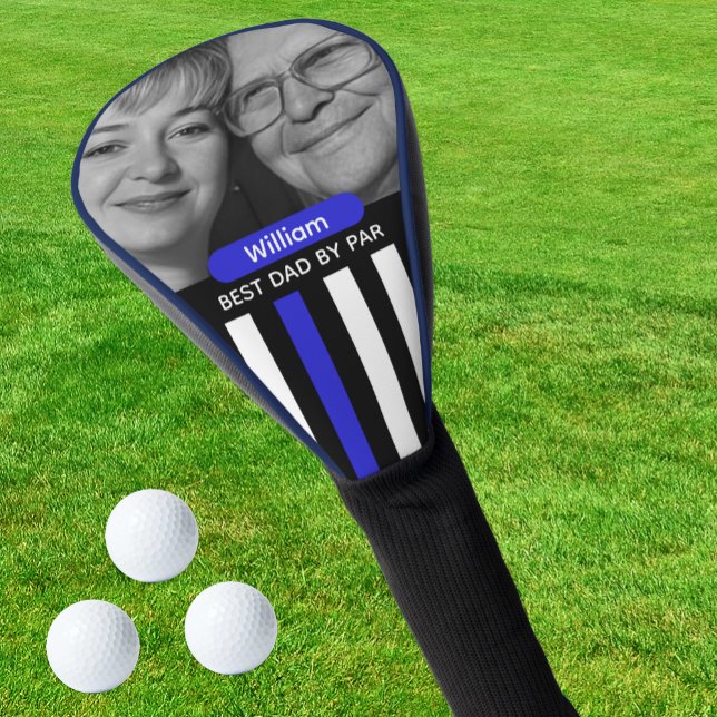 Thin Blue Line, Best Dad, Photo, Monogram, Flag Golf Headcover (Thin Blue Line Golf Head Cover / Photo, Name)