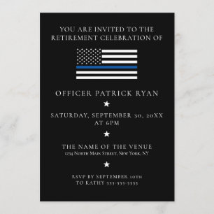 Thin Blue Line Black Police Flag Retirement Party Einladung