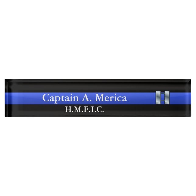 Thin Blue Line - Captain Bars Rank Namensplakette (Vorderseite)
