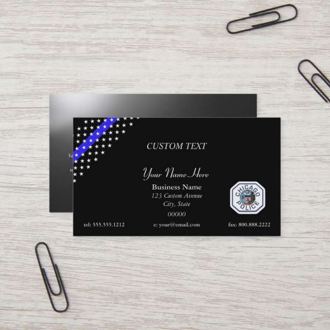 Thin Blue Line Chicago PD Business Card Visitenkarte (Vorderseite/Rückseite Beispiel)