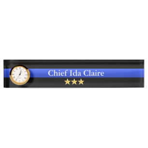 Thin Blue Line - Chief 3 Stars Rank Namensplakette