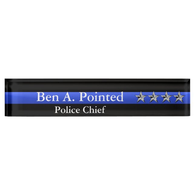 Thin Blue Line - Chief Four Stars Rank Namensplakette (Vorderseite)