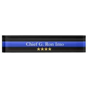 Thin Blue Line - Chief Four Stars Rank Namensplakette