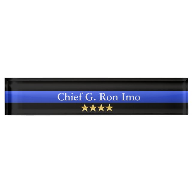 Thin Blue Line - Chief Four Stars Rank Namensplakette (Vorderseite)