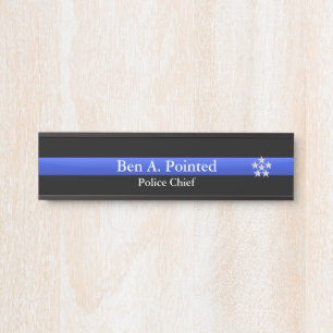 Thin Blue Line - Chief Silver Star Rank  Door Sign Türschild