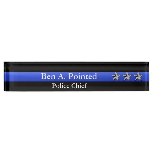 Thin Blue Line - Chief Three Star Rank Namensplakette (Vorderseite)