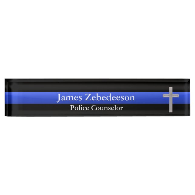 Thin Blue Line - Counselor Cross Namensplakette (Vorderseite)