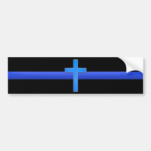 Thin Blue Line & Cross Autoaufkleber