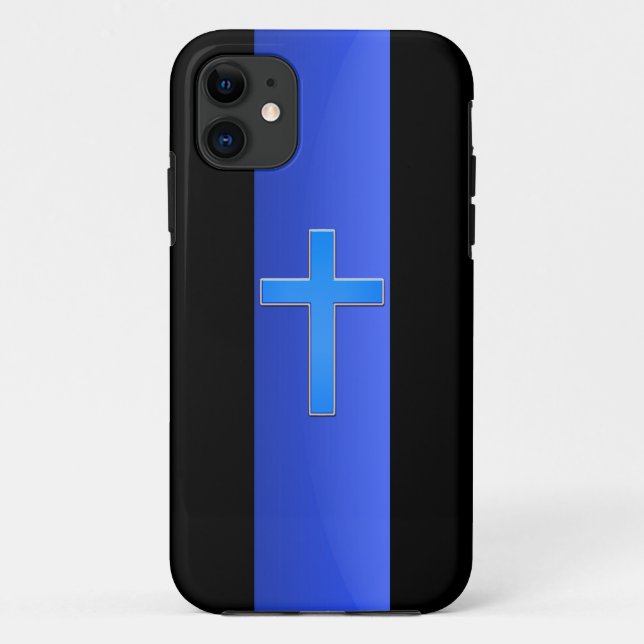 Thin Blue Line & Cross Case-Mate iPhone Hülle (Rückseite)