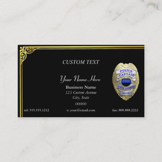 Thin Blue Line Custom Captain Business Card Visitenkarte (Vorderseite)