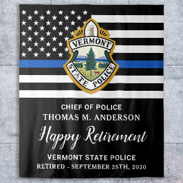 Thin Blue Line Custom Logo Police Retirement Party Wandteppich