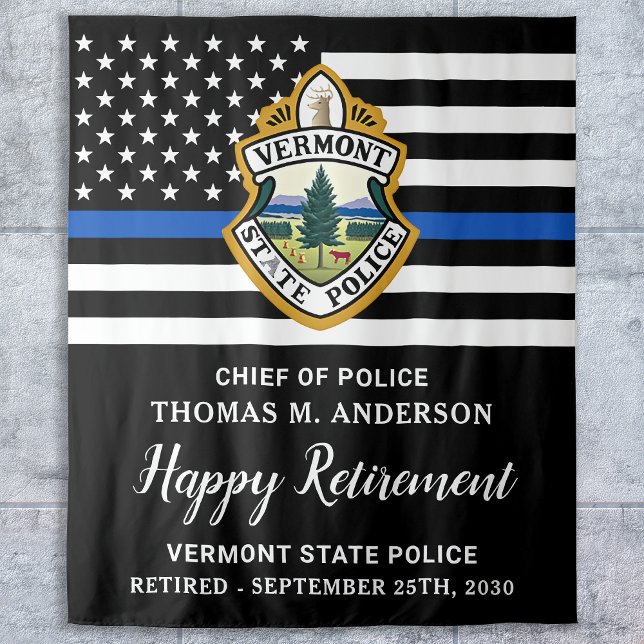 Thin Blue Line Custom Logo Police Retirement Party Wandteppich (Von Creator hochgeladen)