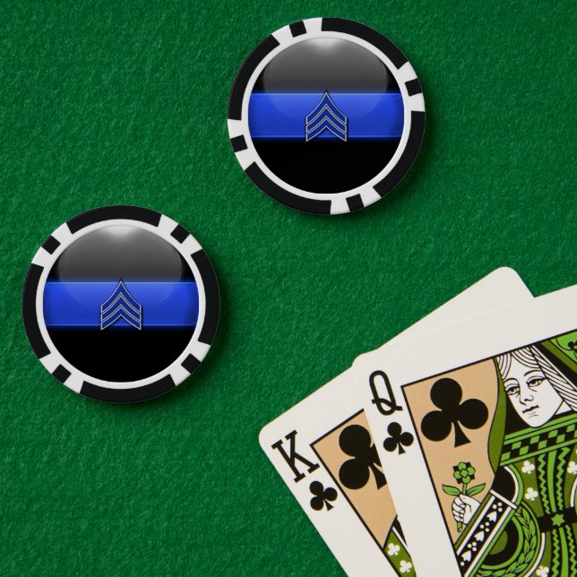 Thin Blue Line Custom Pokerchips (Pokertisch (doppelt))